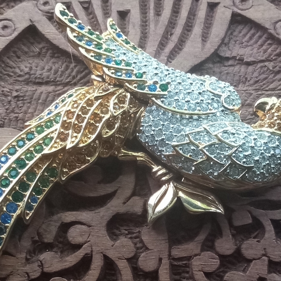 Swarovski Swan VTG Retired Gold Plated Crystal Cockatiel Parrot Brooch/Pin - Picture 8 of 13